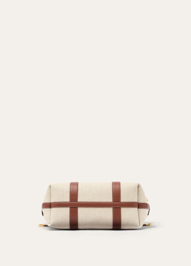 GHIERA SHOPPER SMALL NATURAL CANVAS ROUNDED CALF