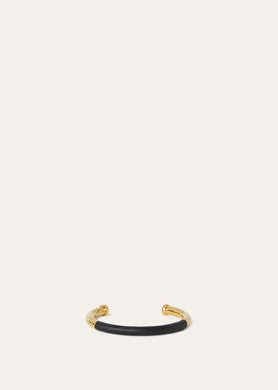 LEATHER COVERED OPEN-CUFF BRACELET ROUNDED CALF