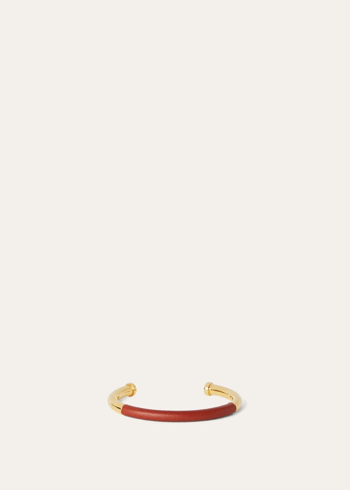 LEATHER COVERED OPEN-CUFF BRACELET ROUNDED CALF_FAO8499_P0AR_2