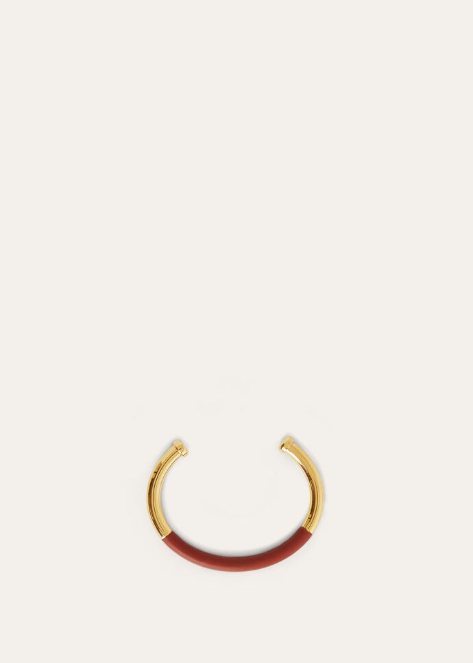 LEATHER COVERED OPEN-CUFF BRACELET ROUNDED CALF_FAO8499_P0AR_4