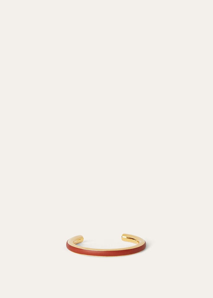 CUFF BRACELET WITH LEATHER INLAY ROUNDED CALF_FAO8500_P0AR_2