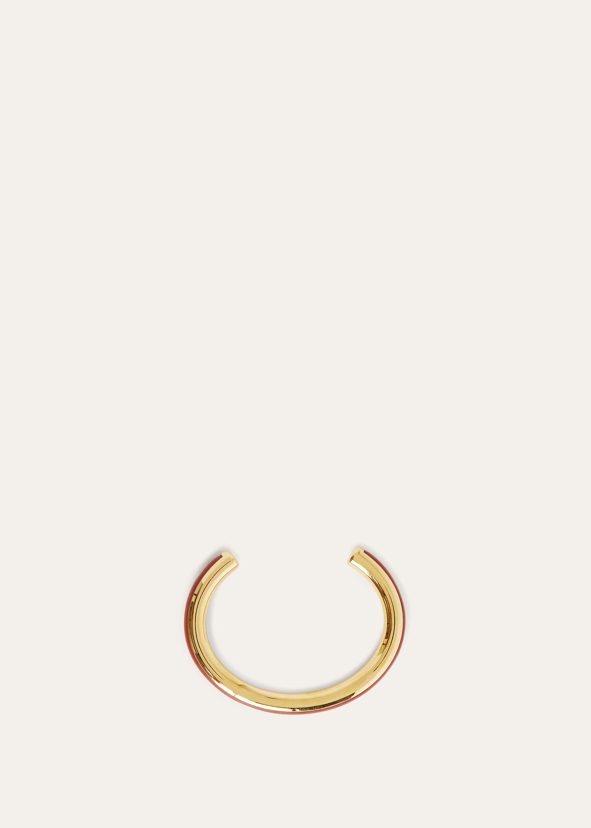 CUFF BRACELET WITH LEATHER INLAY ROUNDED CALF
