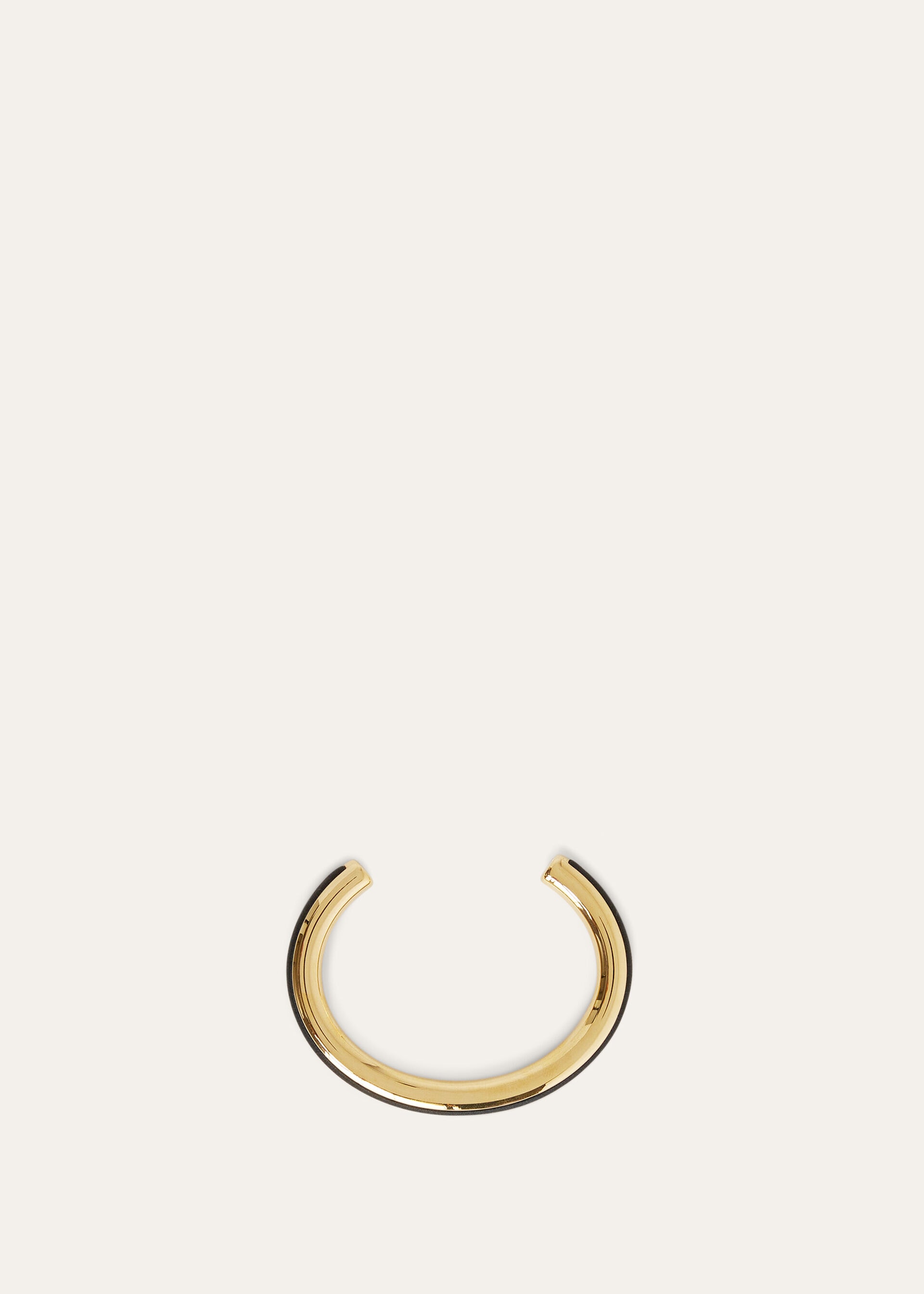 CUFF BRACELET WITH LEATHER INLAY ROUNDED CALF