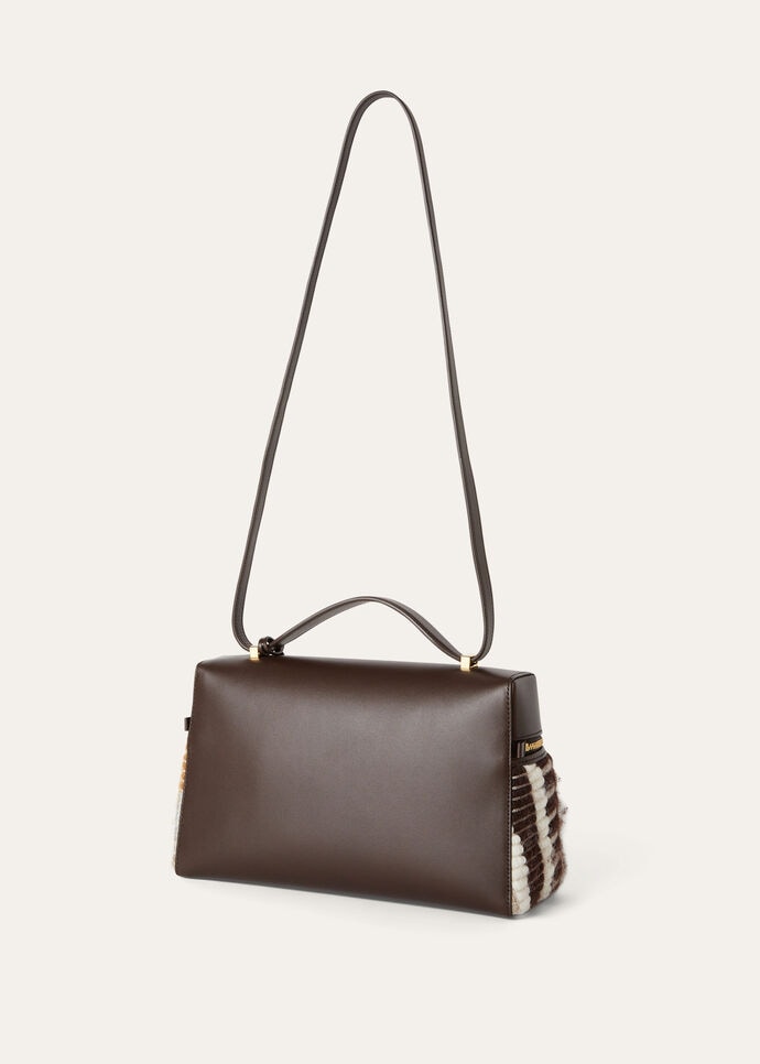 EXTRA BAG L27 WOVEN CASHMERE / SADDLE LEATHER_FAO8530_F6JT_NR_3