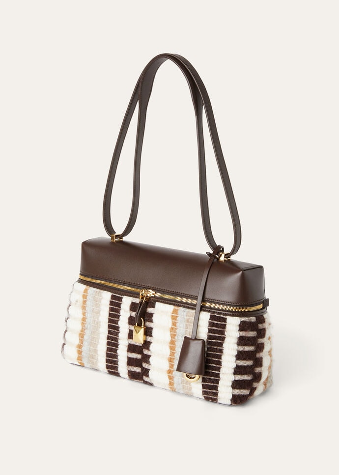 EXTRA BAG L27 WOVEN CASHMERE / SADDLE LEATHER_FAO8530_F6JT_NR_4