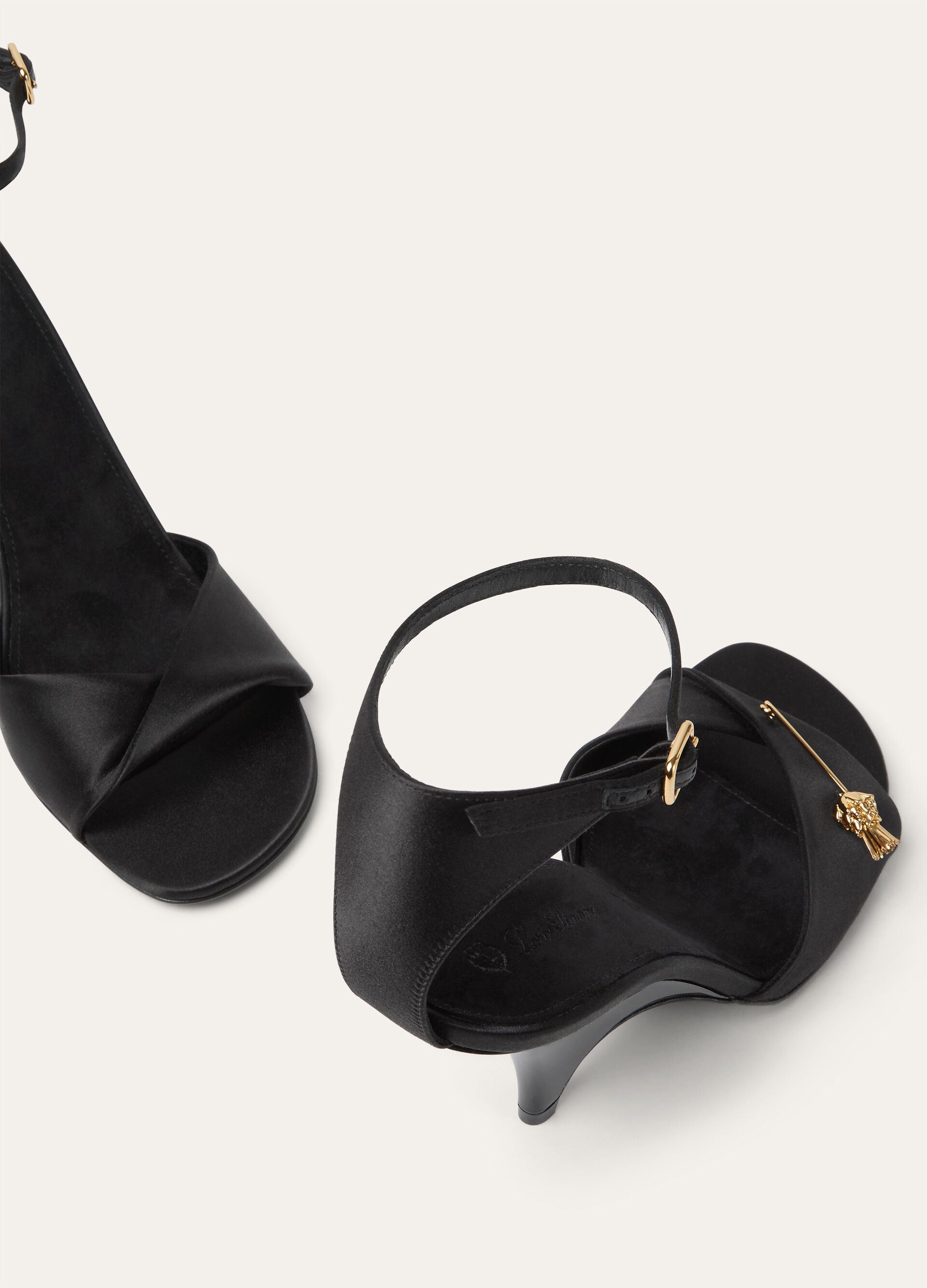 OLYMPIA PIN JEWEL HEELED SANDAL SATIN