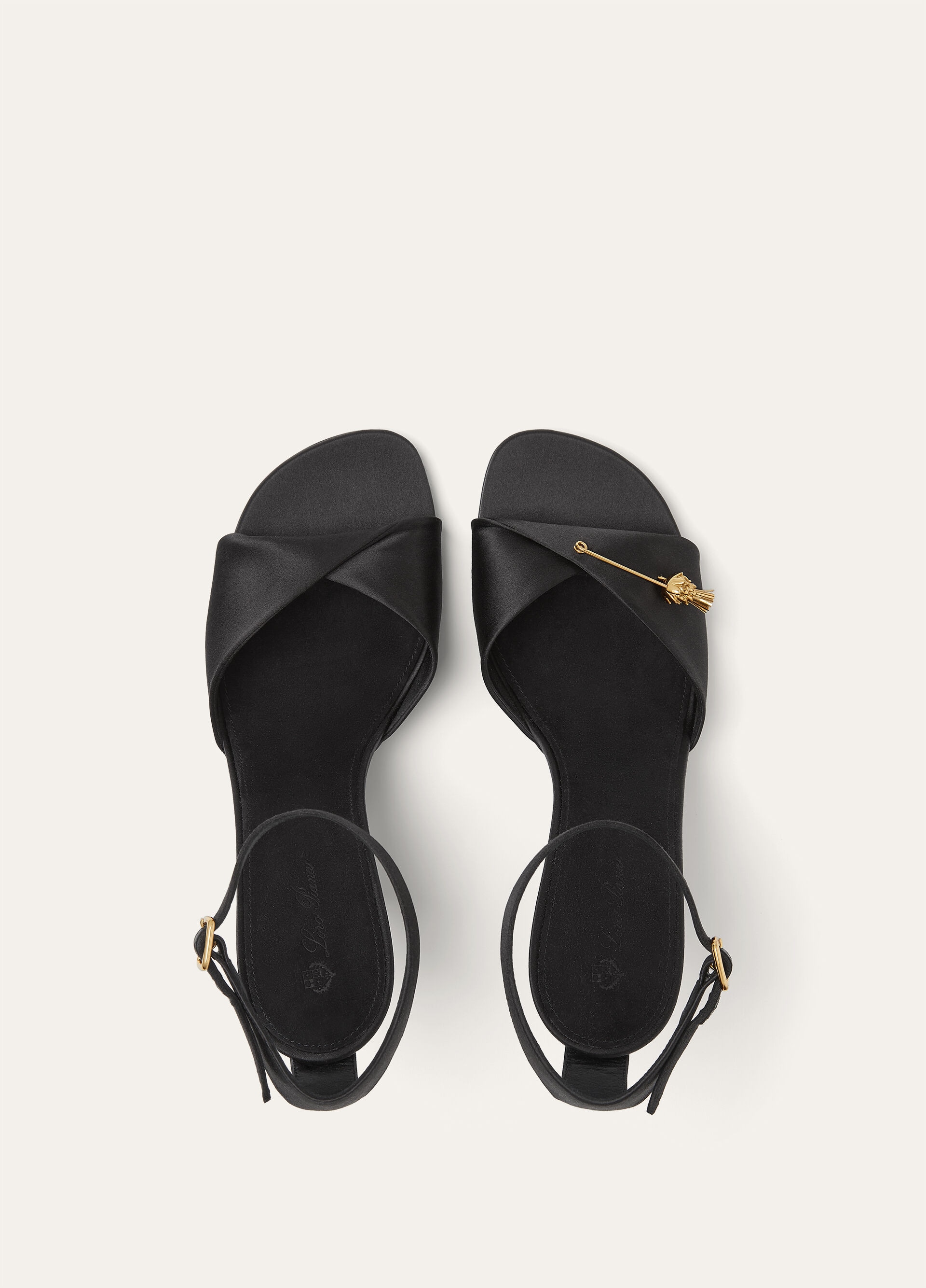 OLYMPIA PIN JEWEL HEELED SANDAL SATIN