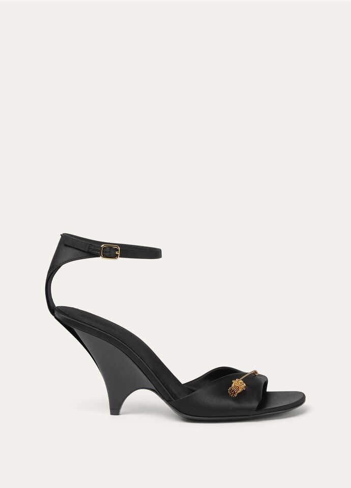 OLYMPIA PIN JEWEL HEELED SANDAL SATIN