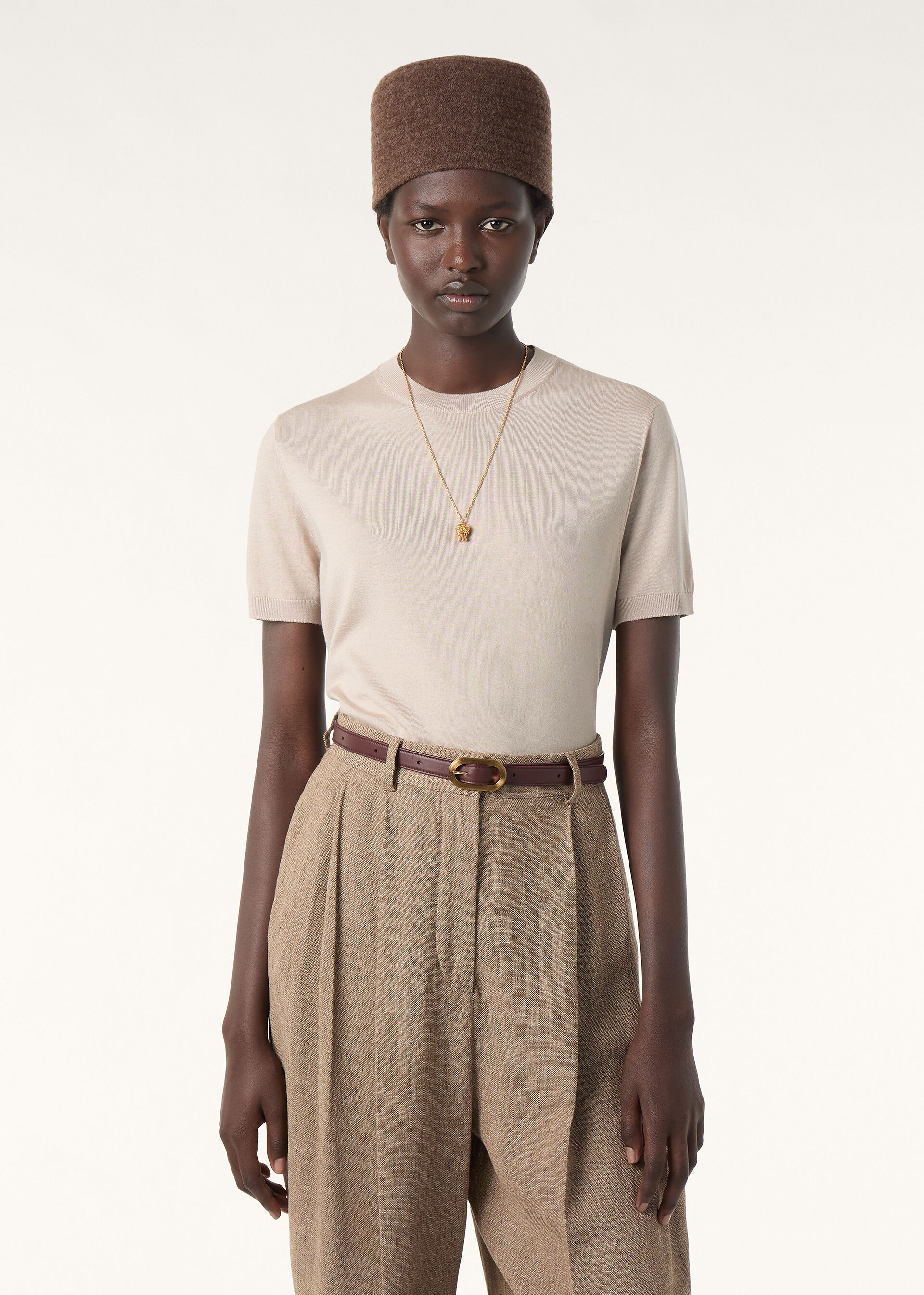 SOTTILE SS CREWNECK SWEATER WOOL CASH SILK GG 18