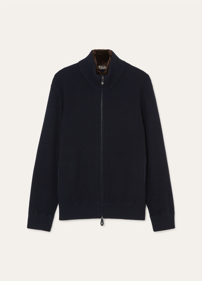 AyaLORO PIANA ジャケット　ベイビーアルパカ Alpe Bomber Sweater Baby Cashmere Coarsehair® Navy Blue