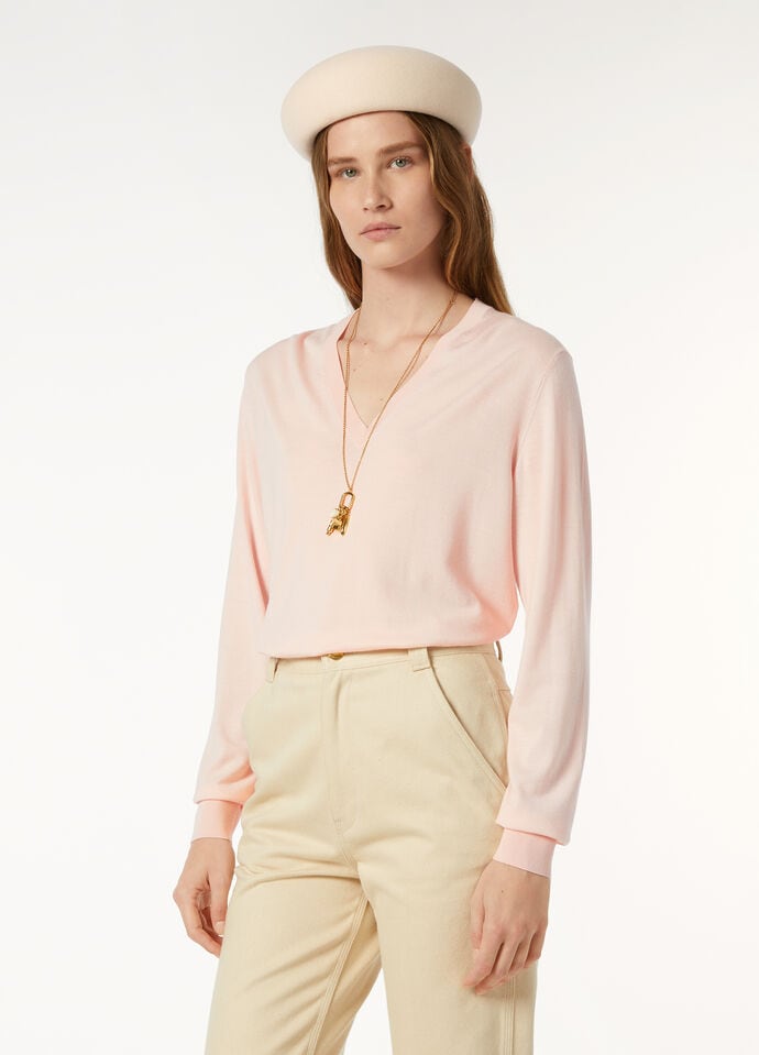 ROYAL LIGHTNESS V NECK SWEATER WOOL SILK GG 18_FAP0150_30I3_3