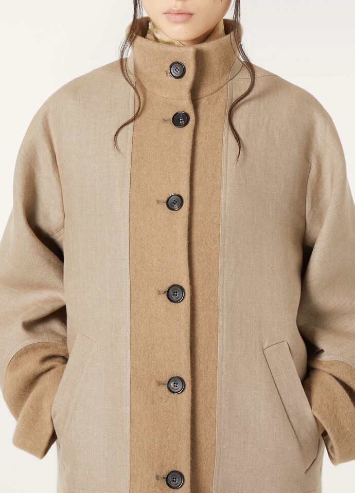 TIAN COAT BROKEN TWILL CASH - LINEN PANAMA RAIN_FAP0163_B544_2