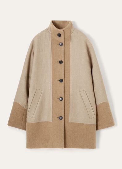 TIAN COAT BROKEN TWILL CASH - LINEN PANAMA RAIN