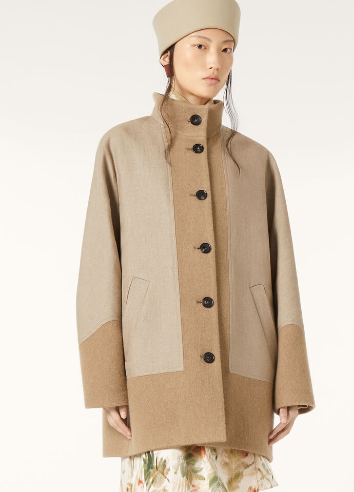 TIAN COAT BROKEN TWILL CASH - LINEN PANAMA RAIN_FAP0163_B544_3