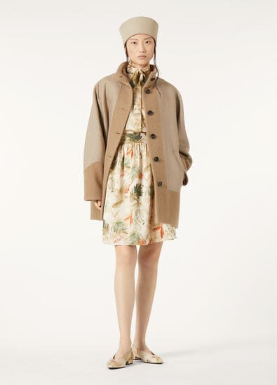 TIAN COAT BROKEN TWILL CASH - LINEN PANAMA RAIN