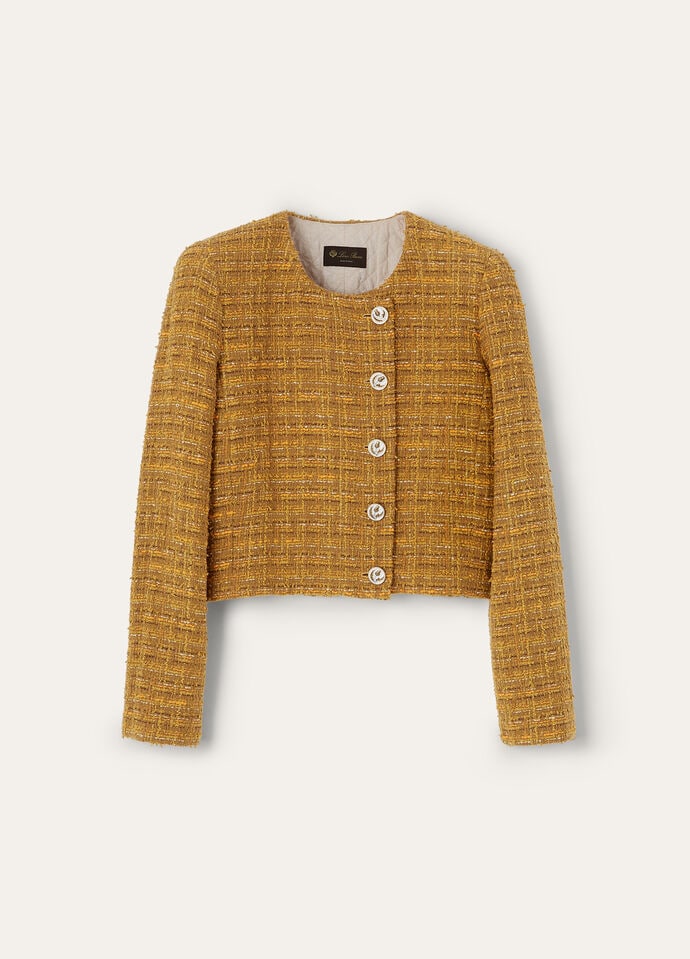 【PORTERNA】Adele Tweed Jacket Adele Jacket Linen, Cotton, Wool, Mohair Green-Orange Poppy