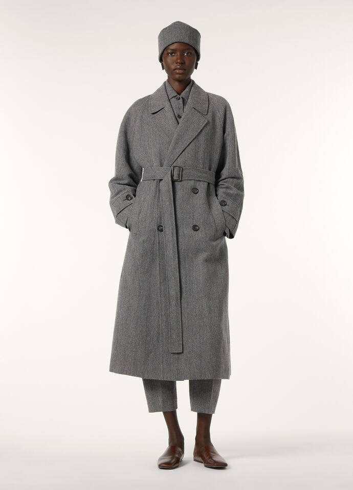 Loro Piana Cashmere & Wool Trench coat with Leather Trim