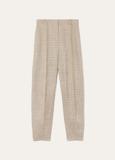 DAN TROUSERS CHECK LINEN GRISAGLIA