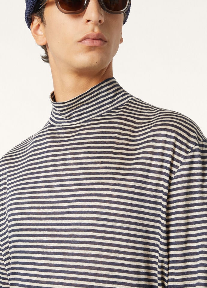 CREMIA MOCK NECK T-SHIRT LS NARROW STRIPE_FAP0811_F6PL_2