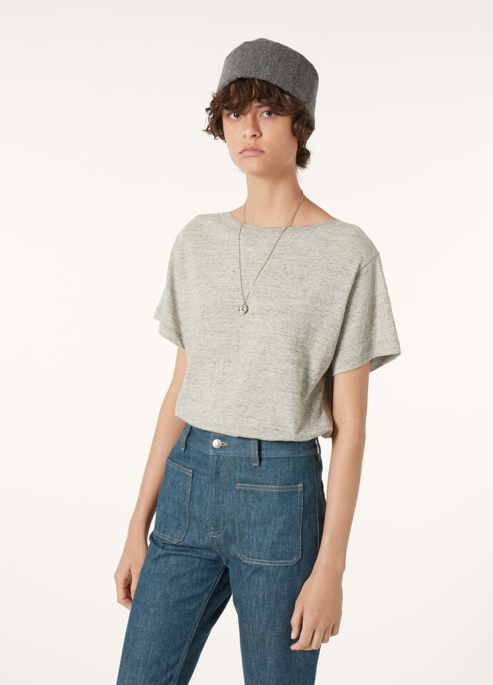 LUINO BOAT NECK T-SHIRT MOTTLED COTTON LINEN_FAP0853_M0UD_3