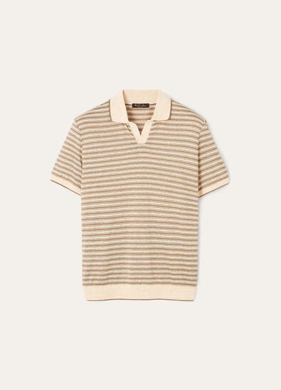 ELVO POLO SILK LINEN STRIPES