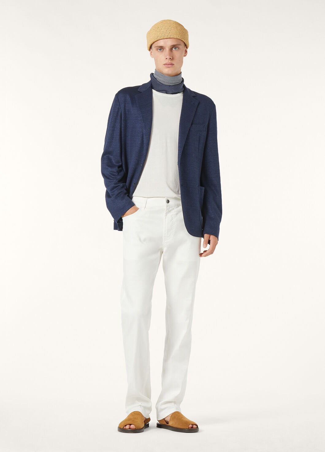 SWEATER NOTCH SB JACKET WOOL SILK DIAGONAL
