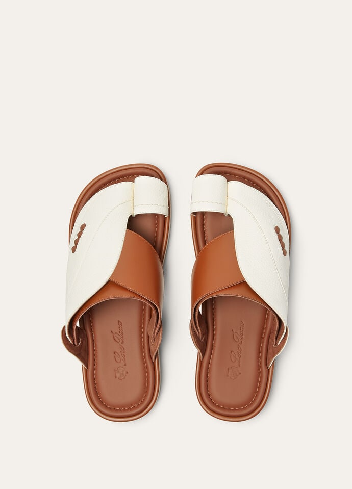 Noor Walk Sandal Ox Leather Desert Snow | Loro Piana QA
