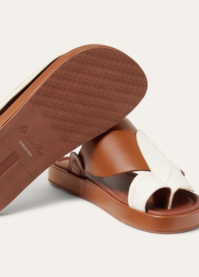 Noor Walk Sandal Ox Leather Desert Snow | Loro Piana QA