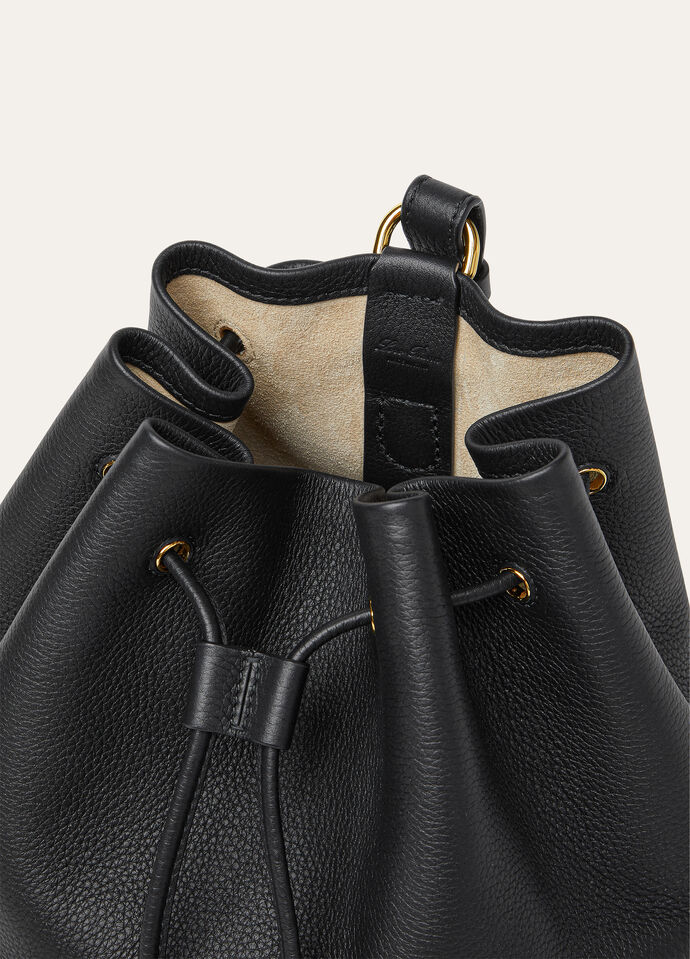 Extra Drawstring backpack L27 Calfskin Black/Sun Gold | Loro