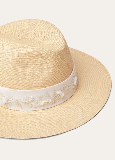 SERGIO HAT EMBROIDERED RIBBON STRAW 20