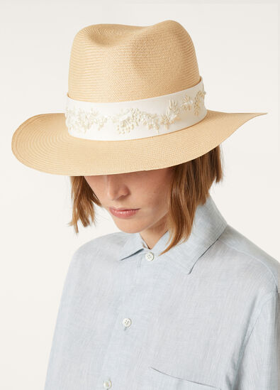 SERGIO HAT EMBROIDERED RIBBON STRAW 20