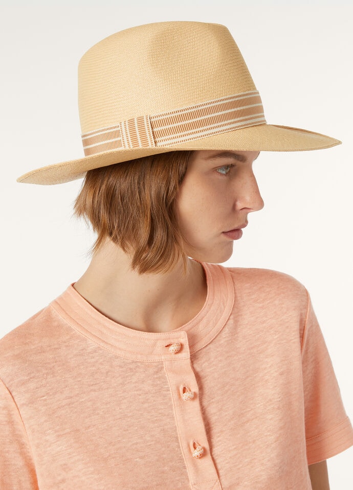 SERGIO HAT BICOLOR SUITCASE STRIPE RIBBON STRAW20_FAP1571_F6V8_1