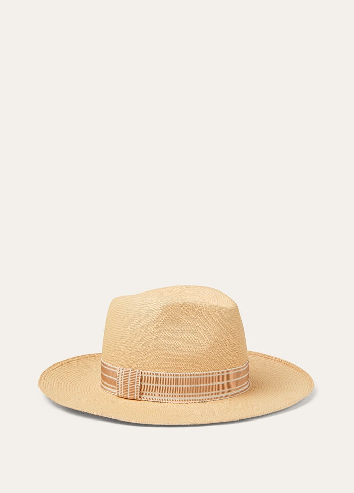 SERGIO HAT BICOLOR SUITCASE STRIPE RIBBON STRAW20_FAP1571_F6V8_2
