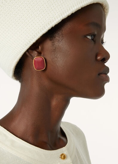 BONBON ROUND EARRINGS ROUNDED LEATHER