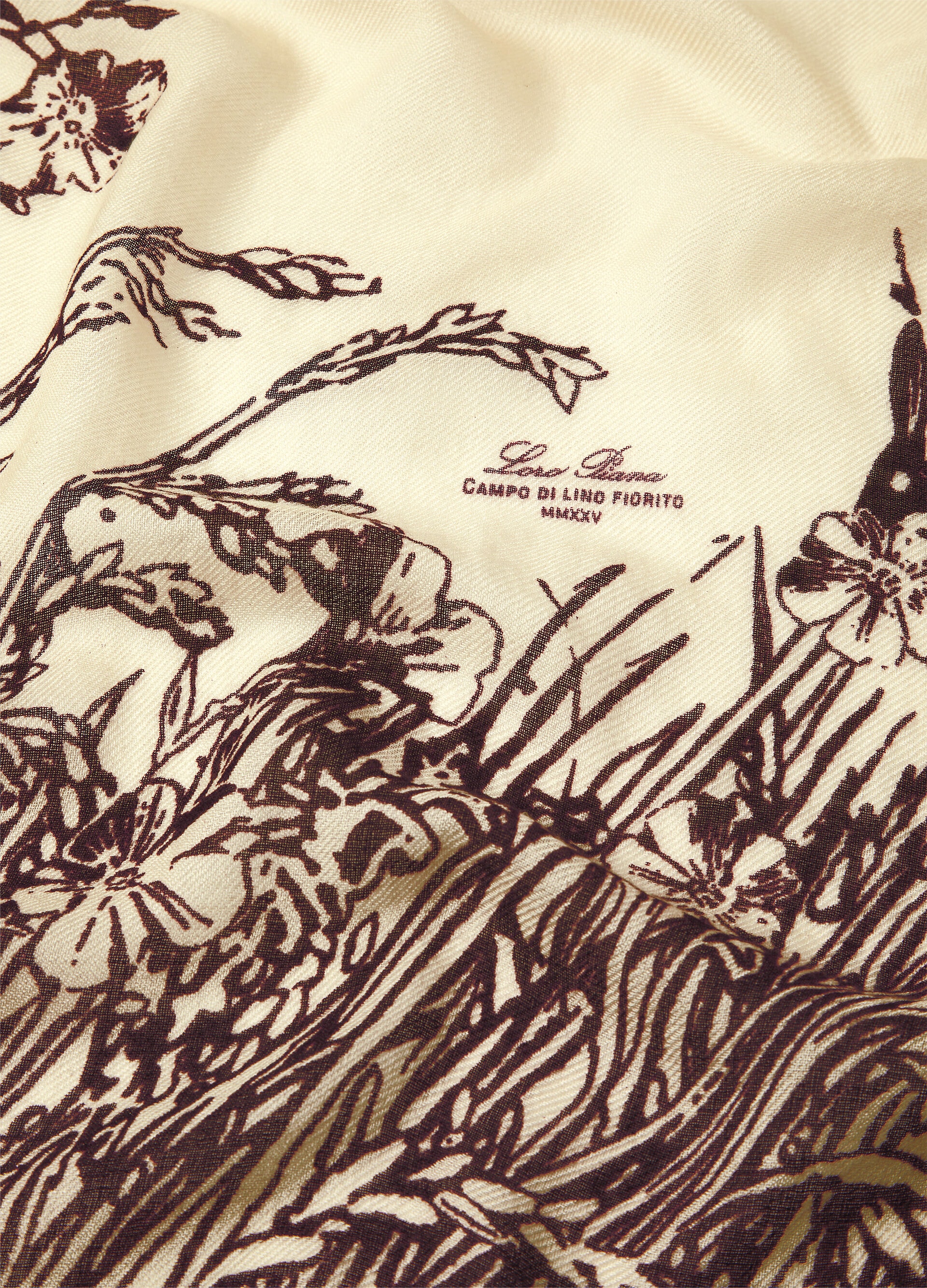 LORO PIANA CAMPO DI LINO FIORITO SHAWL120 SOFFIO