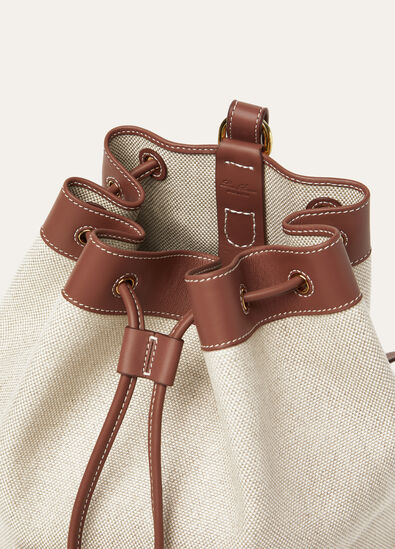 EXTRA DRAWSTRING BACKPACK L27 NAT CNVS/RNDD LTHR