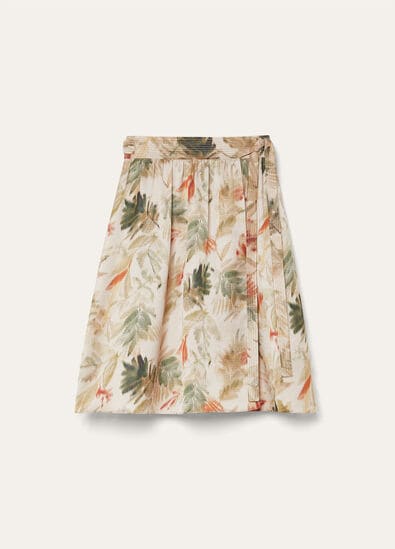 LEAH SHORT SKIRT LINEN GIARDINO SATIN CHINE