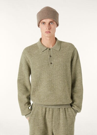 CELLINA POLO SWEATER MOULINE WOOL LINEN SILK