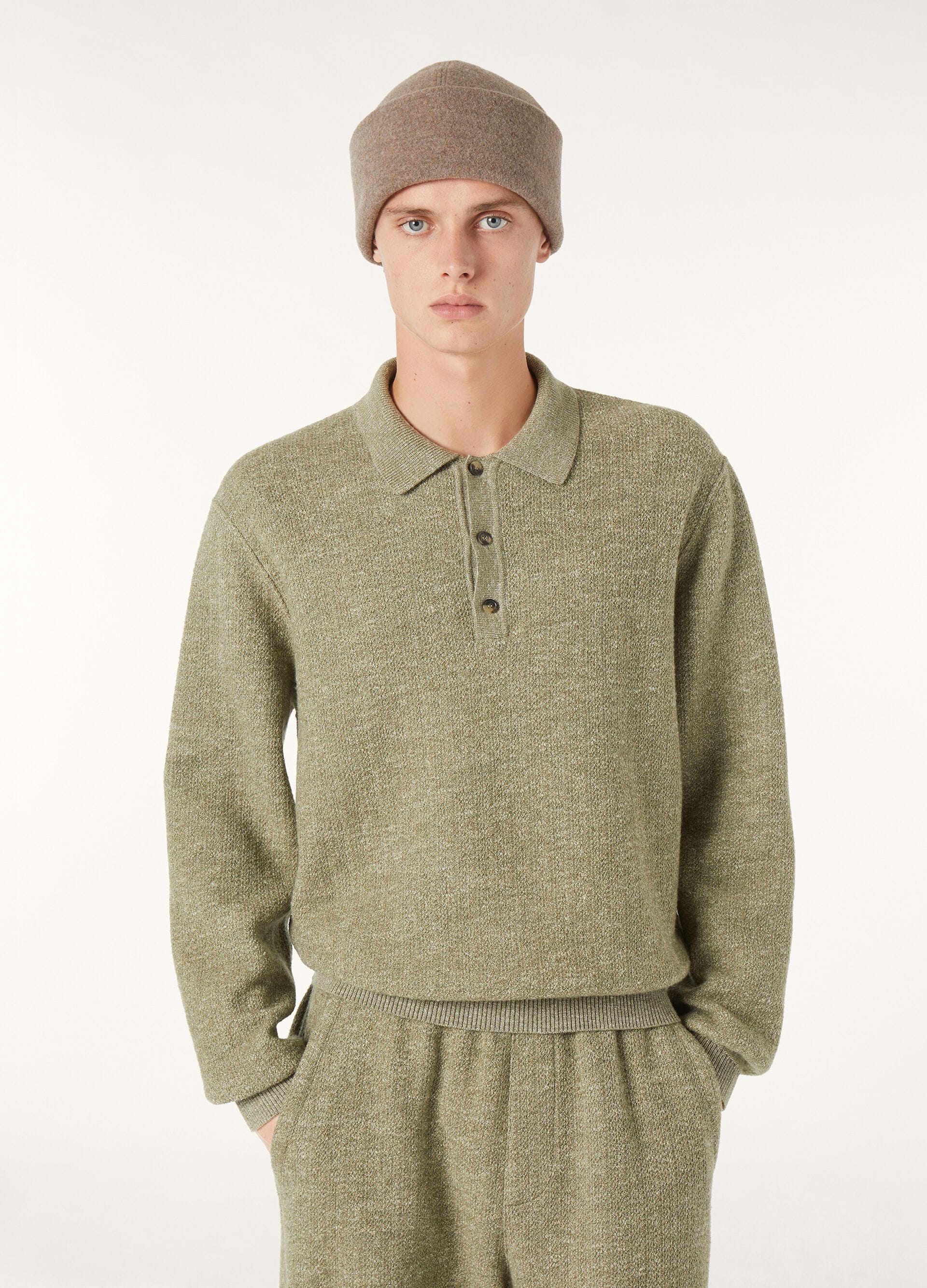 CELLINA POLO SWEATER MOULINE WOOL LINEN SILK
