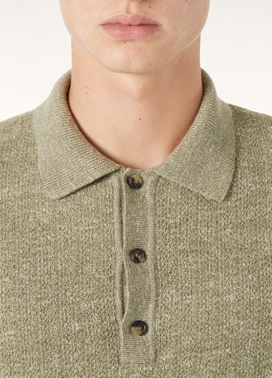 CELLINA POLO SWEATER MOULINE WOOL LINEN SILK