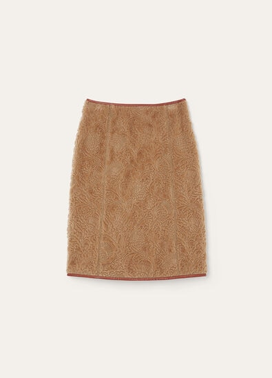 ANNELISE EMBR. SKIRT WOOLFUR CARDO EMBROIDERY