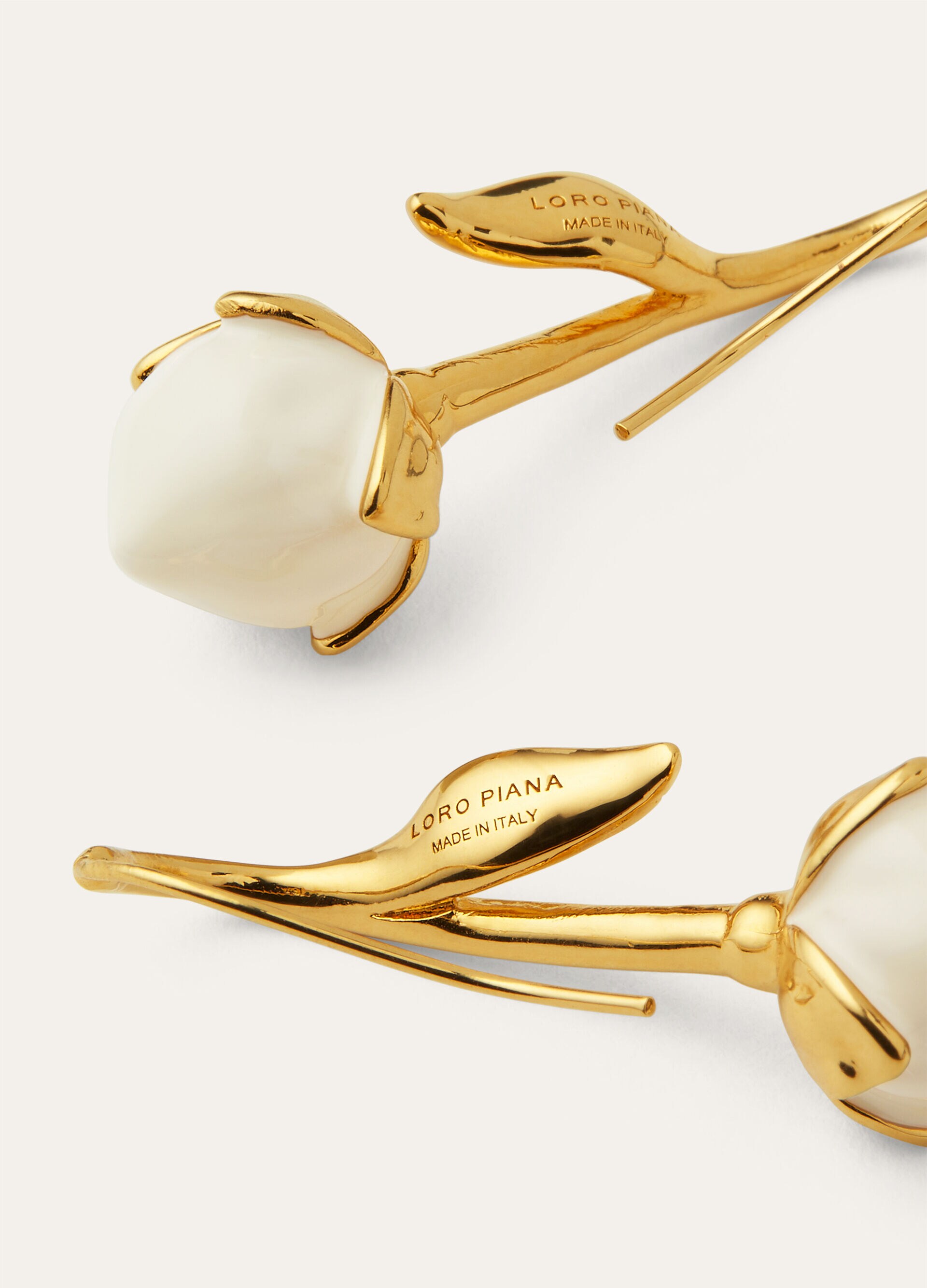 LINEN FLOWER BUD EARRINGS BRASS/ENAMEL