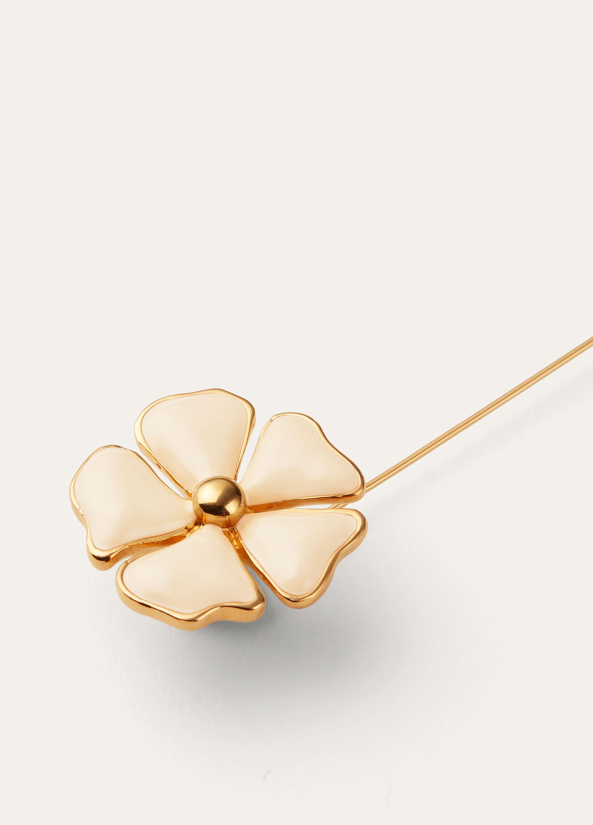 BLOOMING LINEN FLOWER PIN BRASS/ENAMEL