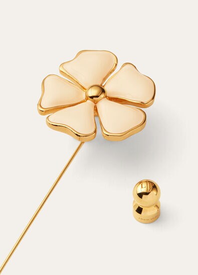 BLOOMING LINEN FLOWER PIN BRASS/ENAMEL