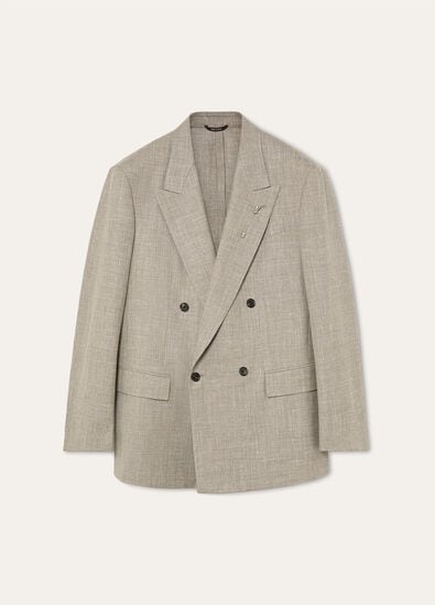 EVERTON PEAK DB JACKET PECORA NERA LINEN SILK