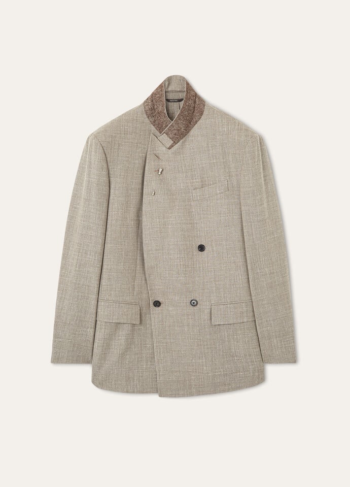 Everton Jacket Linen, Silk, Pecora Nera® Berry Brown | Loro