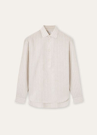 RAFFAELE POLO SHIRT COTTON LINEN VOILE STRIPE