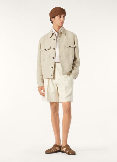 RAFFAELE POLO SHIRT COTTON LINEN VOILE STRIPE