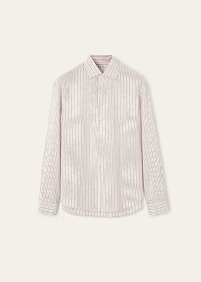 RAFFAELE POLO SHIRT COTTON LINEN VOILE STRIPE