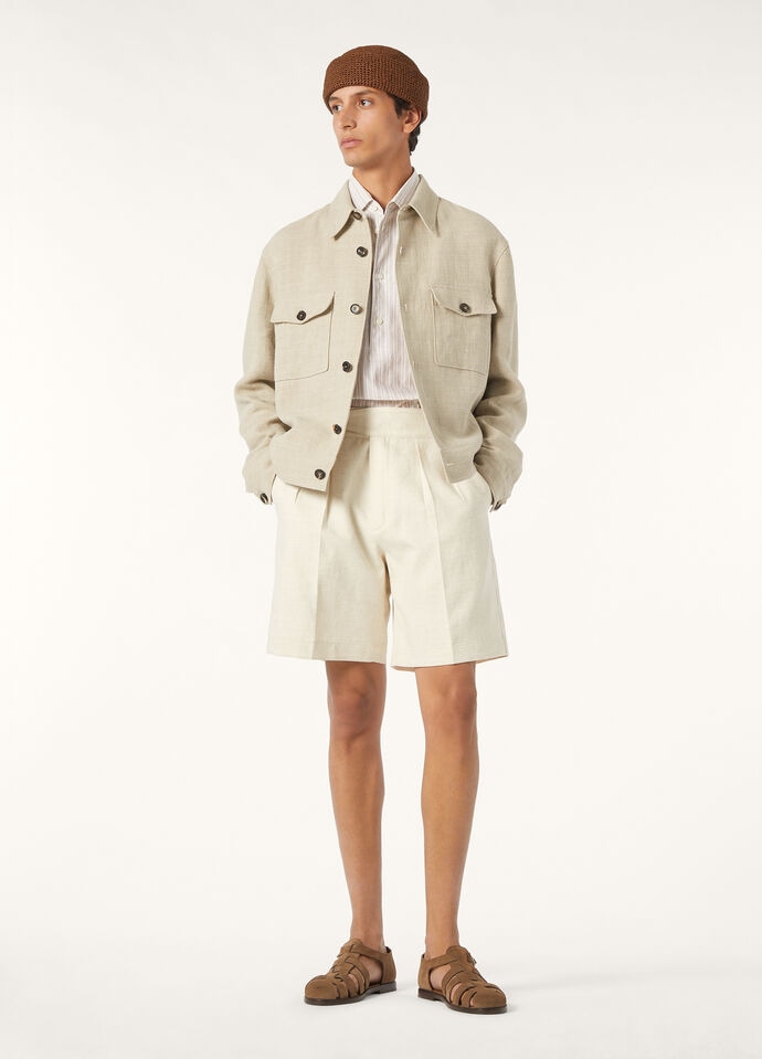 NYUZEN BERMUDA TEXTURED COTTON LINEN_FAP3737_A0KF_1